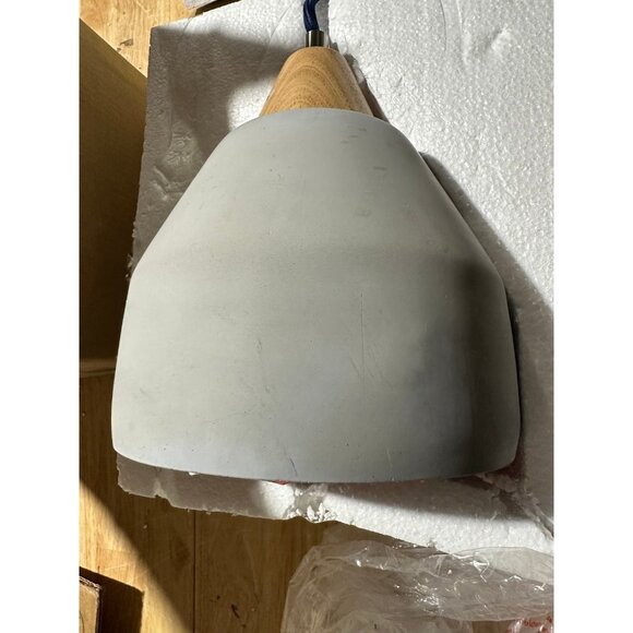 Serena & Lily Knolls Wood Trimmed Concrete Pendant - Picture 2 of 6